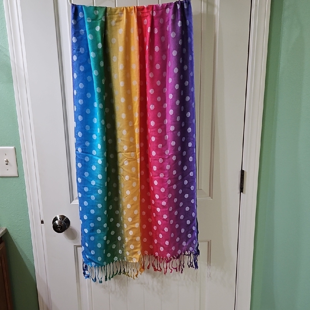 Pashmina Multicolor Polka Dot Scarf Table Runner With Tassles